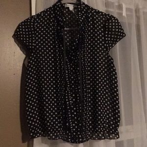 Ruffled Polka dot silk blouse